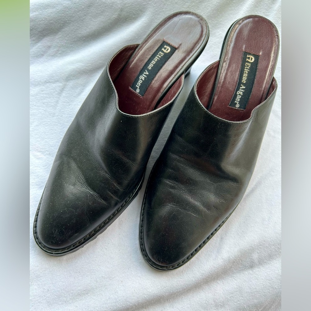 Vintage Etienne Aigner Leather Mules